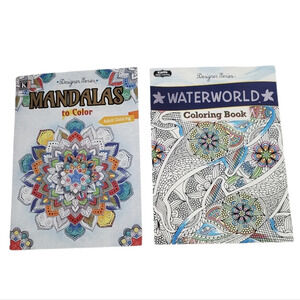 NEW Kappa Mandalas/Waterworld Adult Coloring Activity Books Bundle 2